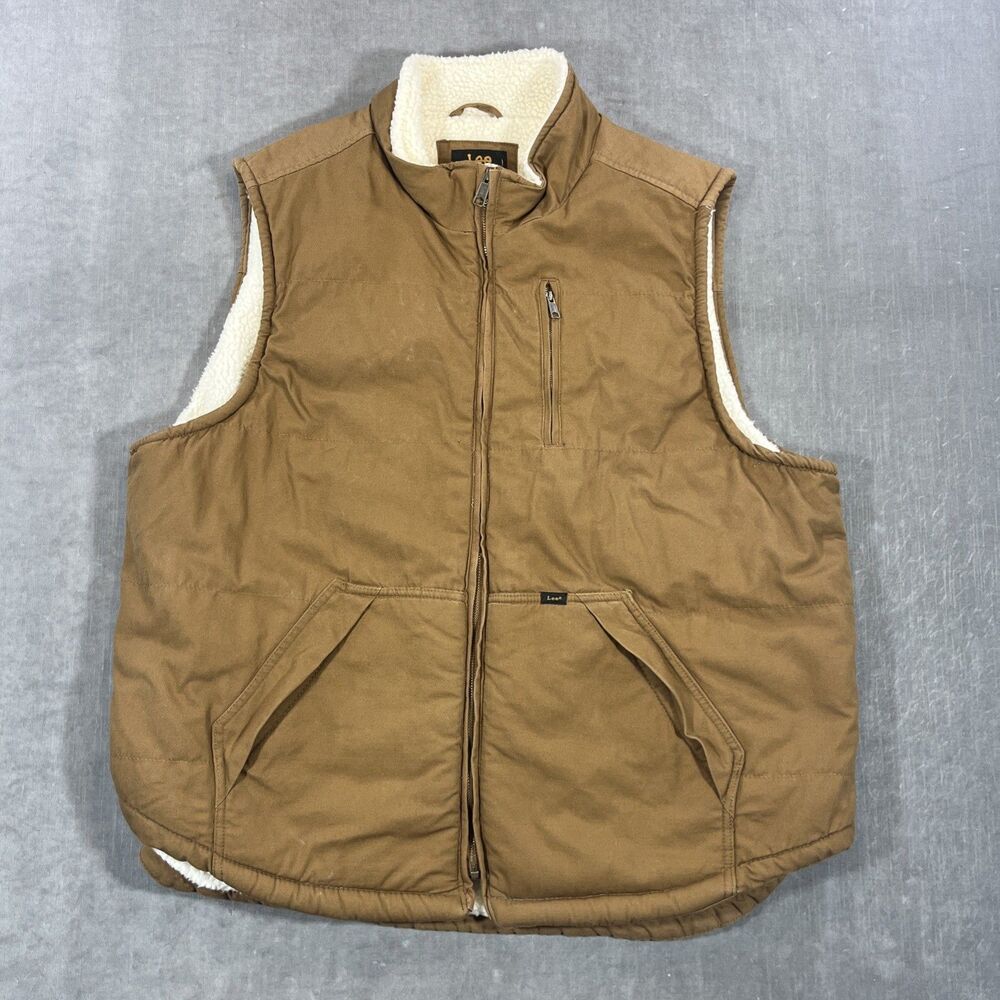 Lee Premium Select Men's XXL Brown Canvas Sherpa Lined Insulated Work Vest